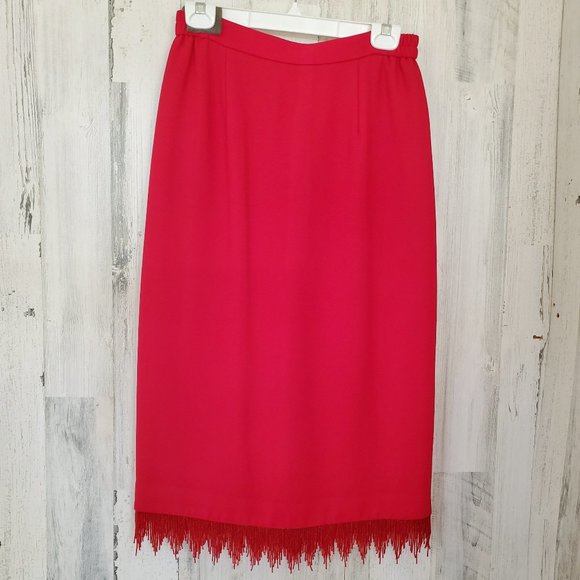 VINTAGE CARAMIA 2 PIECE BEADED FRINGE SKIRT SET SUIT - Picture 9 of 13